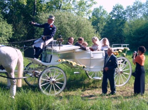 Hochzeitskutsche im Grünen